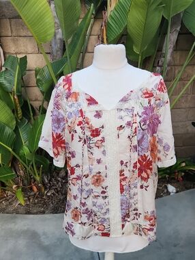 Johnny Was Sonia Lace Blouse Vines Of Morning Glory Size Small New With Tags